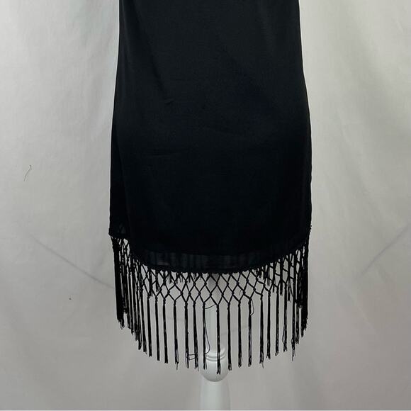 Akiko Black Pure Silk Party Event Occasion Fringe Dress NWOT Size XS - Picture 7 of 12